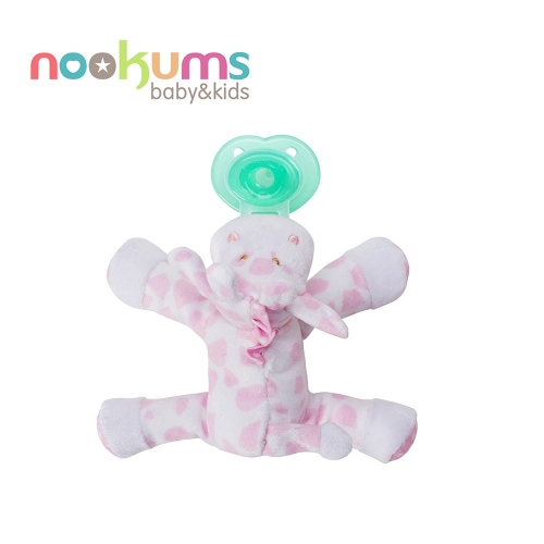 美國 nookums 寶寶可愛造型安撫奶嘴/玩偶-粉紅長頸鹿
