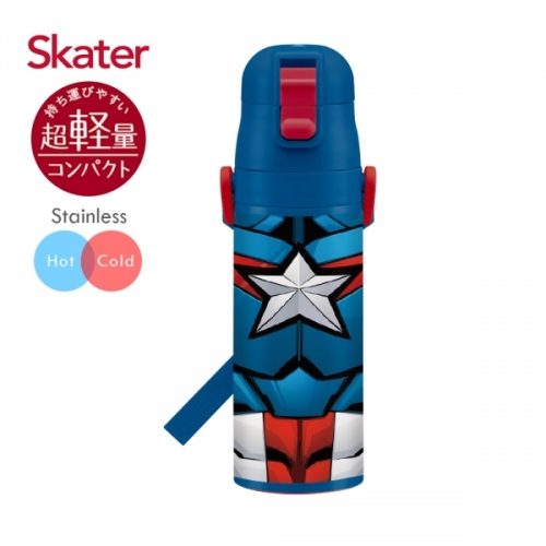 日本Skater不鏽鋼直飲保溫水壺(470ml)美國隊長