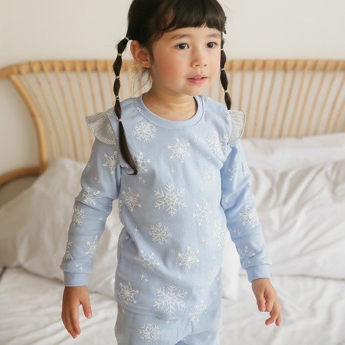 韓國製有機棉秋款家居服(上衣+褲子)-冰雪公主