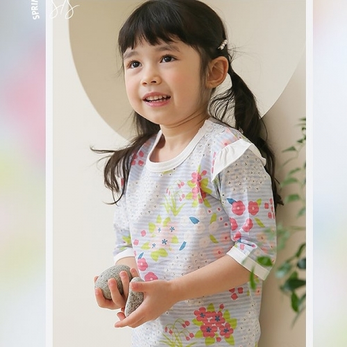 韓國製有機純棉荷葉袖家居服(七分袖)-花朵盛宴