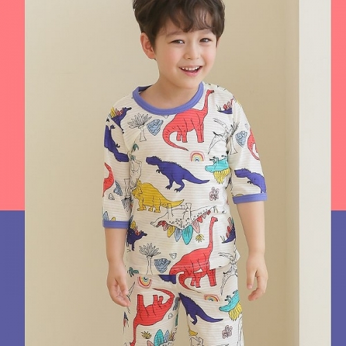 韓國製有機純棉家居服(七分袖)-恐龍世界