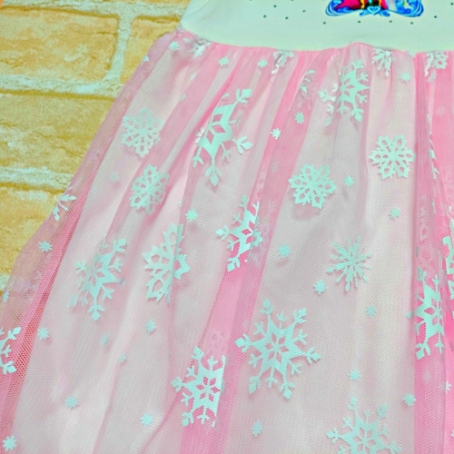 冰雪貼鑽印花連身紗裙洋裝