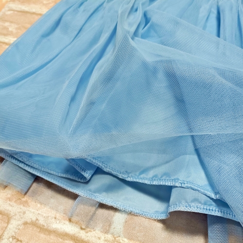 印花紗裙小洋裝(藍)