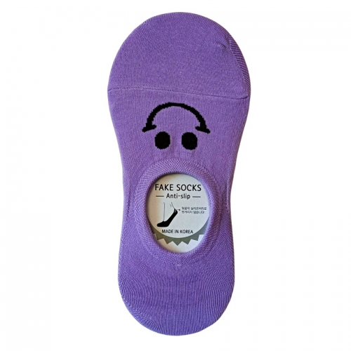 韓國製卡通襪大人款-紫色微笑