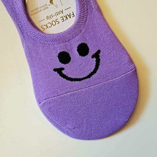 韓國製卡通襪大人款-紫色微笑