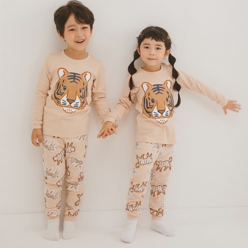 韓國製有機棉長袖家居服(上衣+褲子)-可愛小老虎