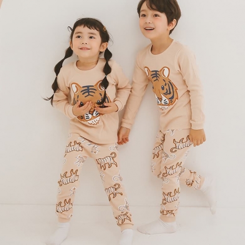 韓國製有機棉長袖家居服(上衣+褲子)-可愛小老虎