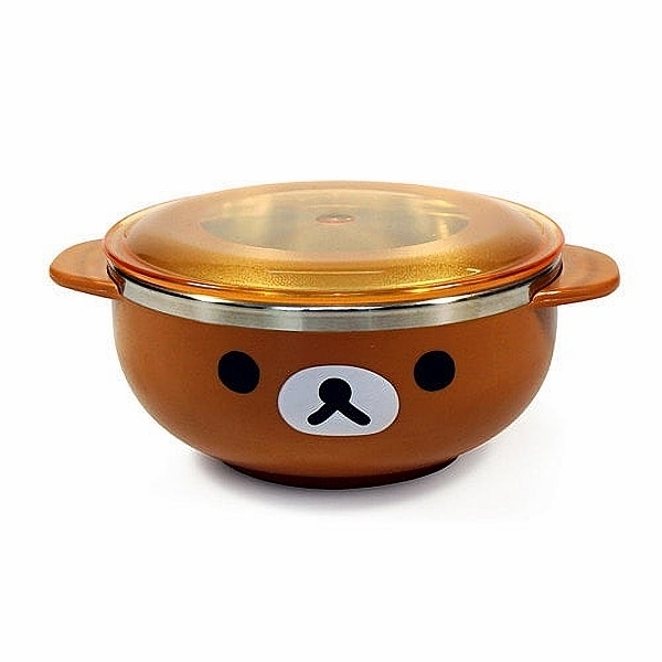 韓國製Rilakkuma拉拉熊 兒童內層不鏽碗(附蓋)380ml