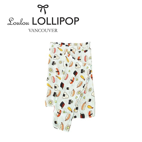 Loulou lollipop 加拿大竹纖維透氣包巾/被毯【好好吃壽司】120x120cm