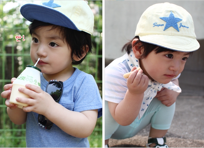 韓國製寶寶星星遮陽帽(軟式帽沿，舒適安全)