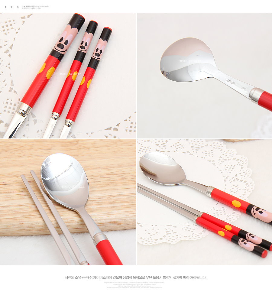 韓國製304不鏽鋼餐具組-筷子+湯匙/米奇