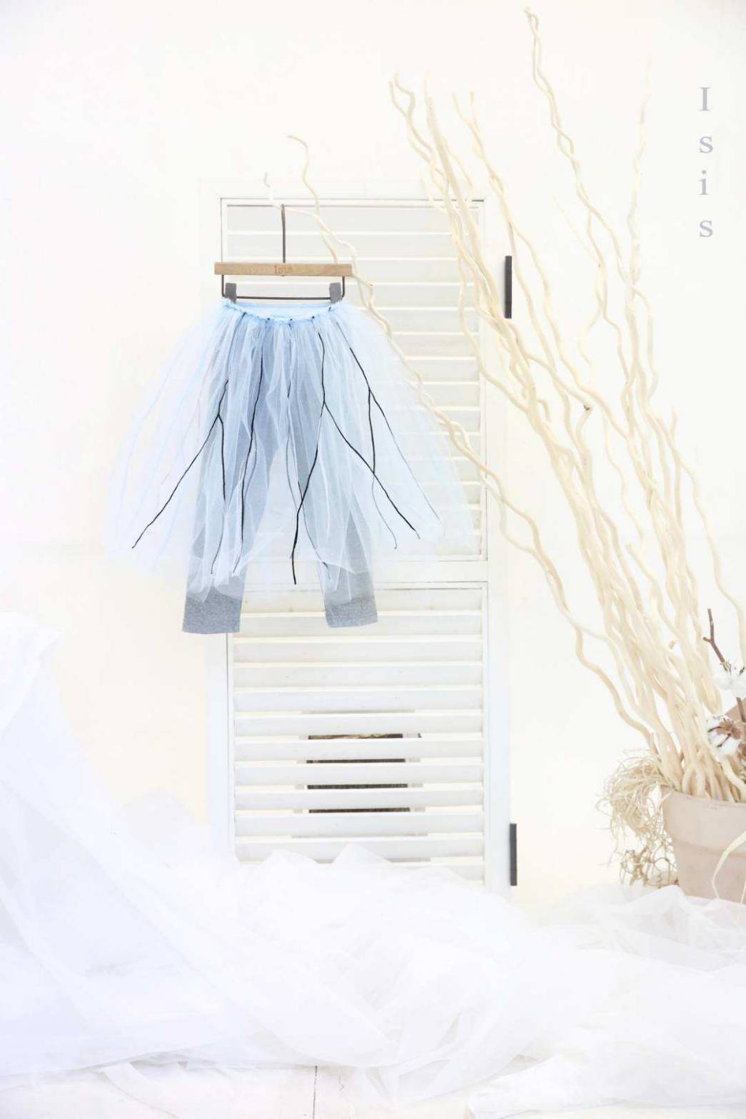韓國製設計款紗裙褲-淡藍